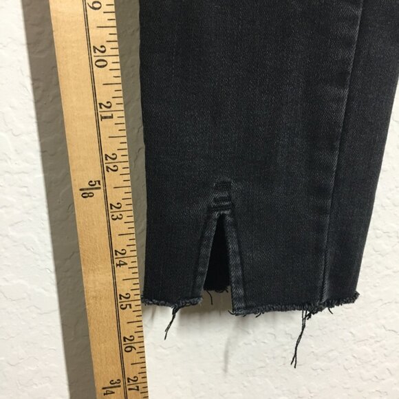 ZY13 Winter Jean Black Skinny Fleece Lining Size 26" Stretch front Slit Details - Picture 8 of 10